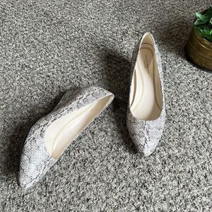 COLE HAAN Snakeskin Embossed Leather Wedge Grand Ambition Pump Heel 8.5 B Pointy